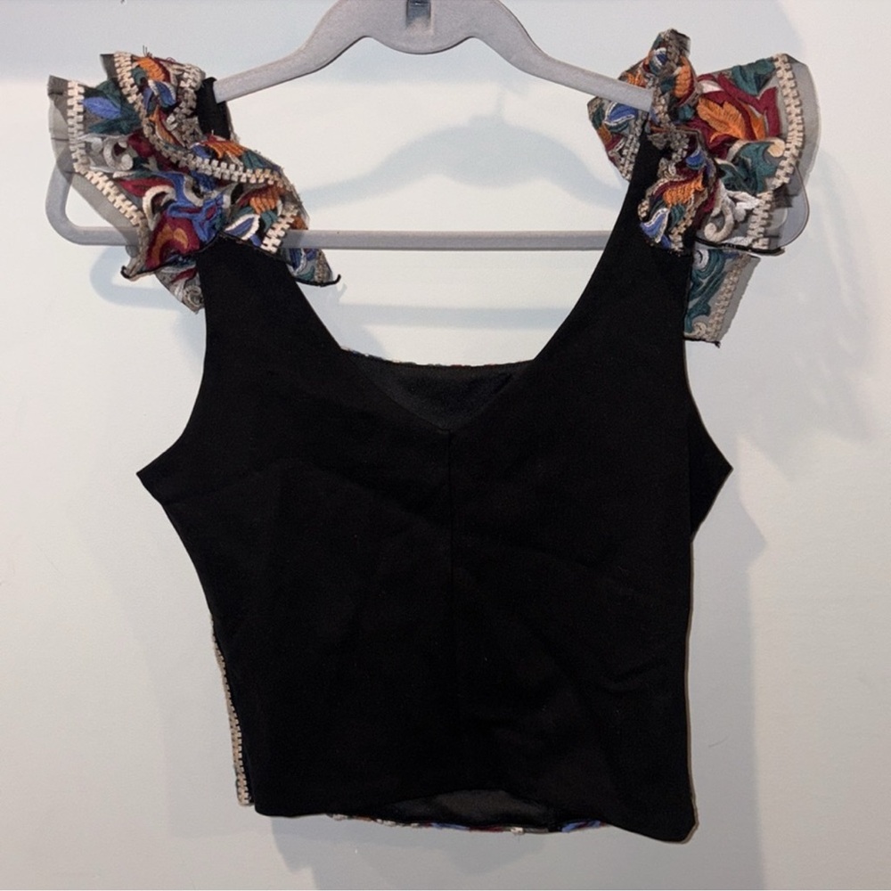 Anthropologie NEW Eva Franco Florence Embroidered Corset Top Size XS Black/Multi - Picture 7 of 12